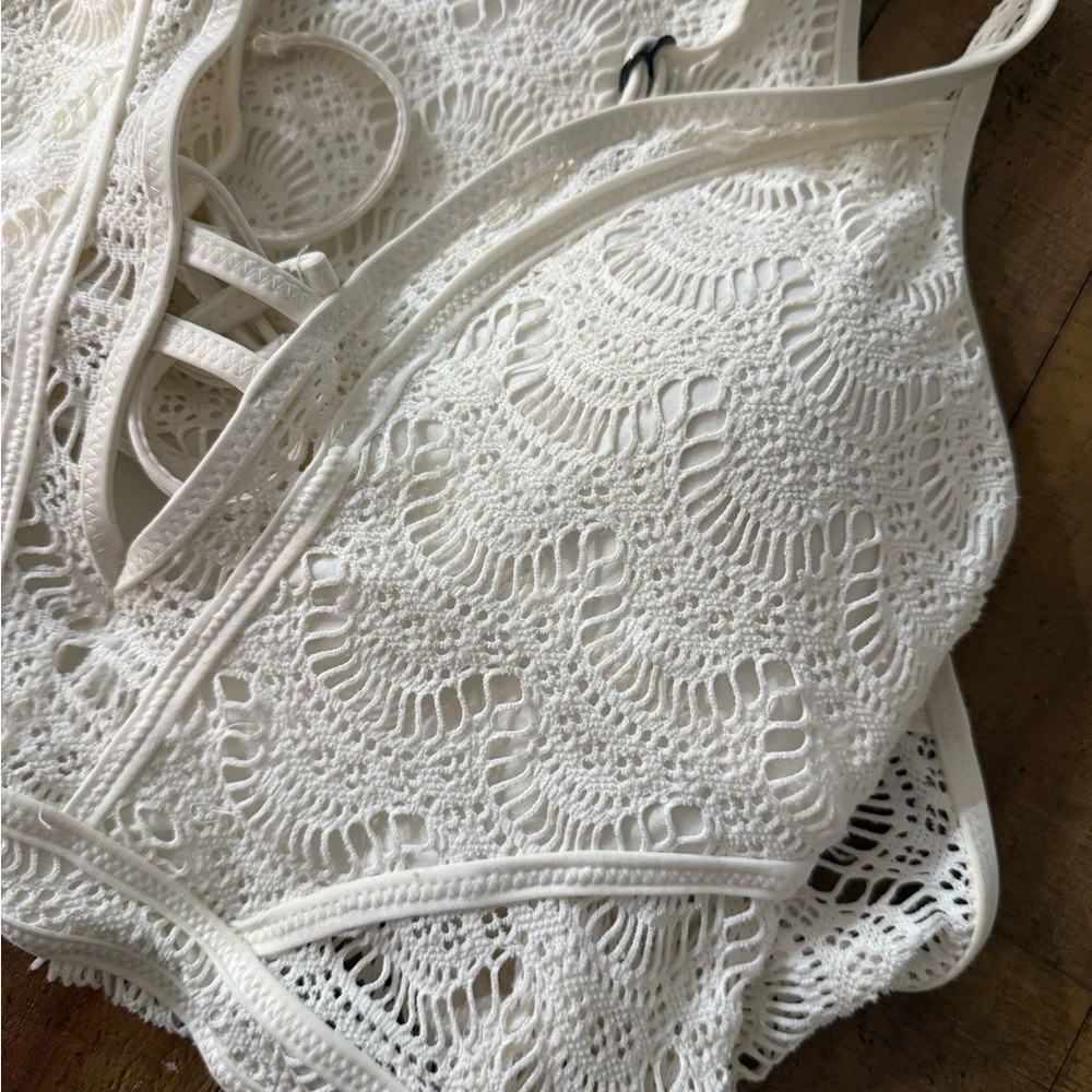BECCA Cream Crochet Swimwear